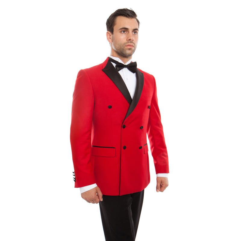Red / Black Satin Bryan Michaels Shawl Collar Tuxedo For Men MT253S-03