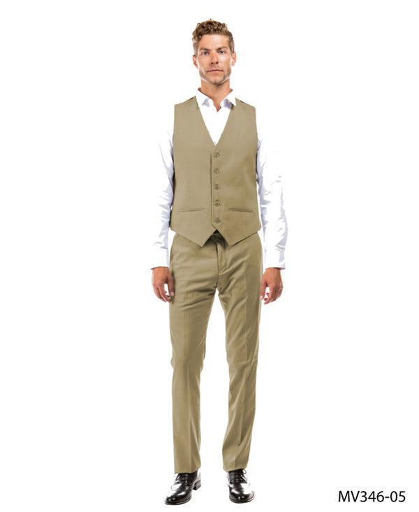 Zegarie Suit Separates Tan Solid Men's Vests